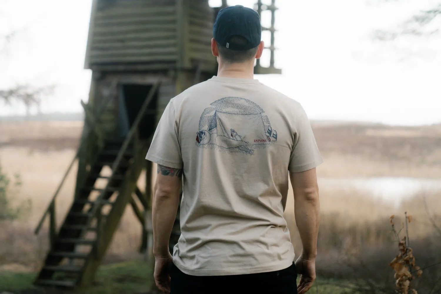 LAKOR Bear Inn T-Shirt White Pepper Bio-Baumwolle