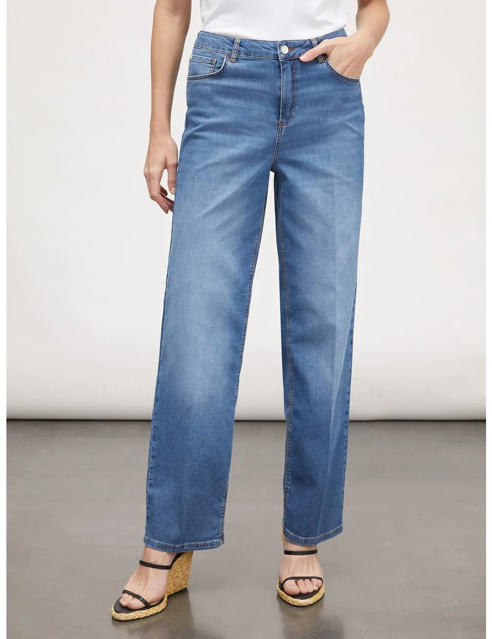 Motivi Jeans Damen Wide Fit mit Bügelfalte