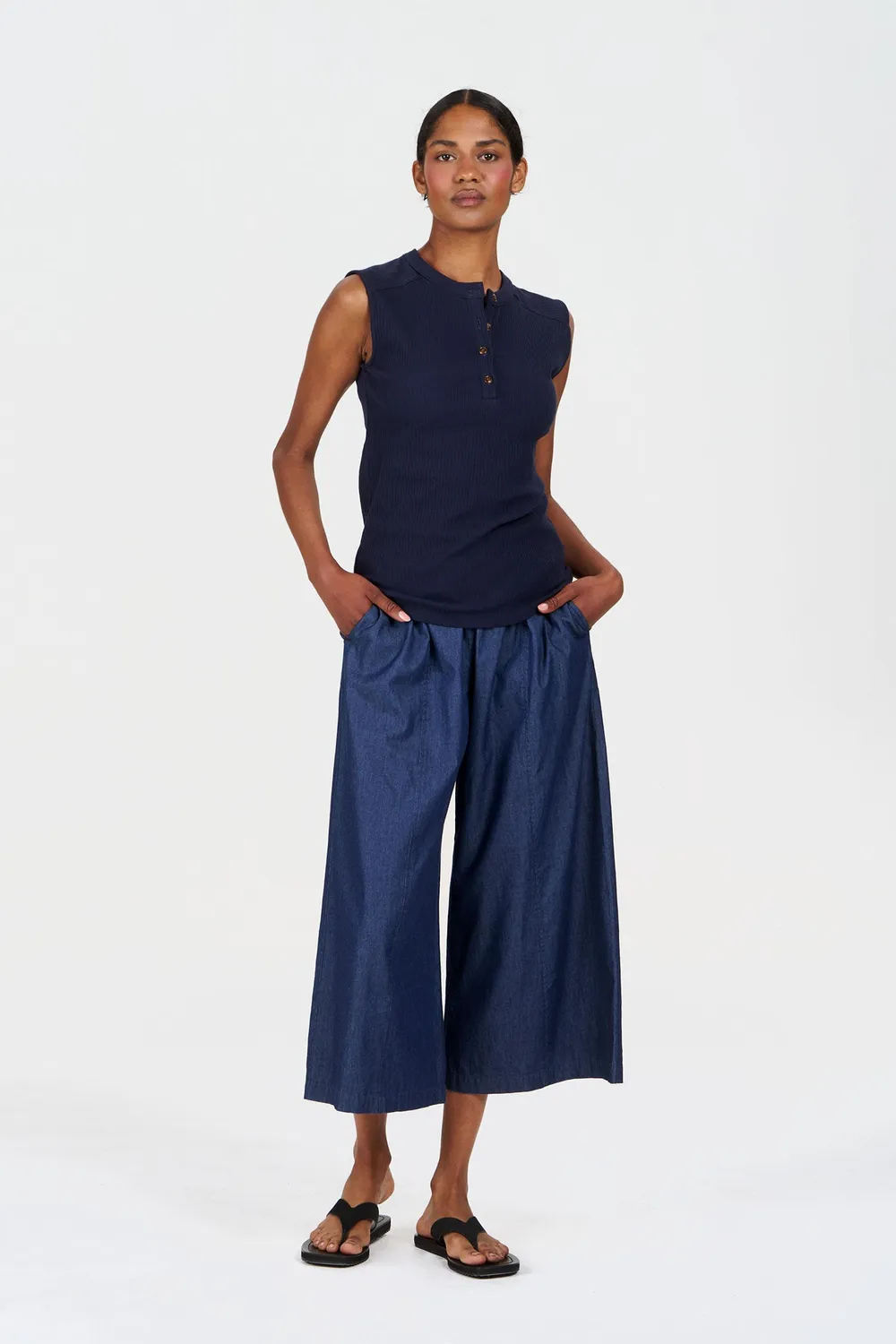 KOMODO TINA Tank Top Navy aus Bio-Baumwolle Ripp