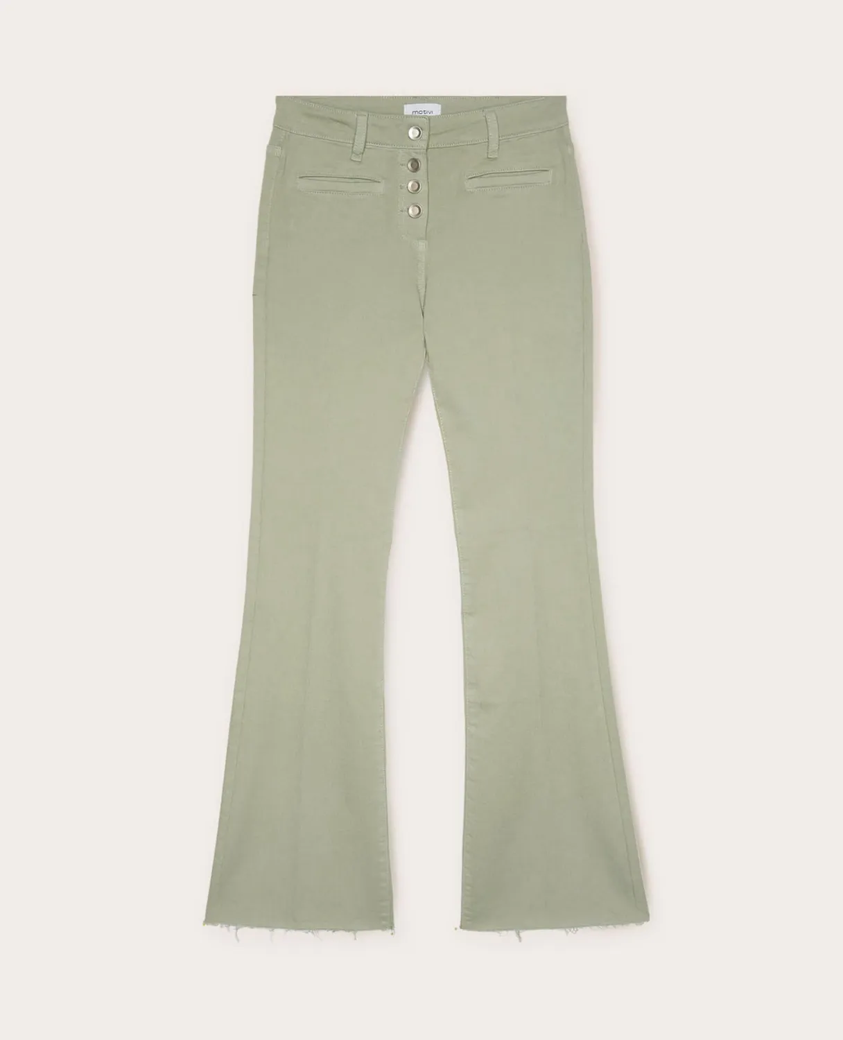 Motivi Flare-Hose Stretch-Baumwolle Fransensaum hohe Taille