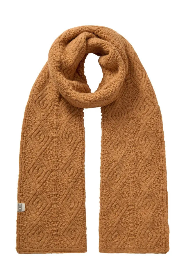 Komodo Lobouche Schal Camel Lammwolle Zopfstrick