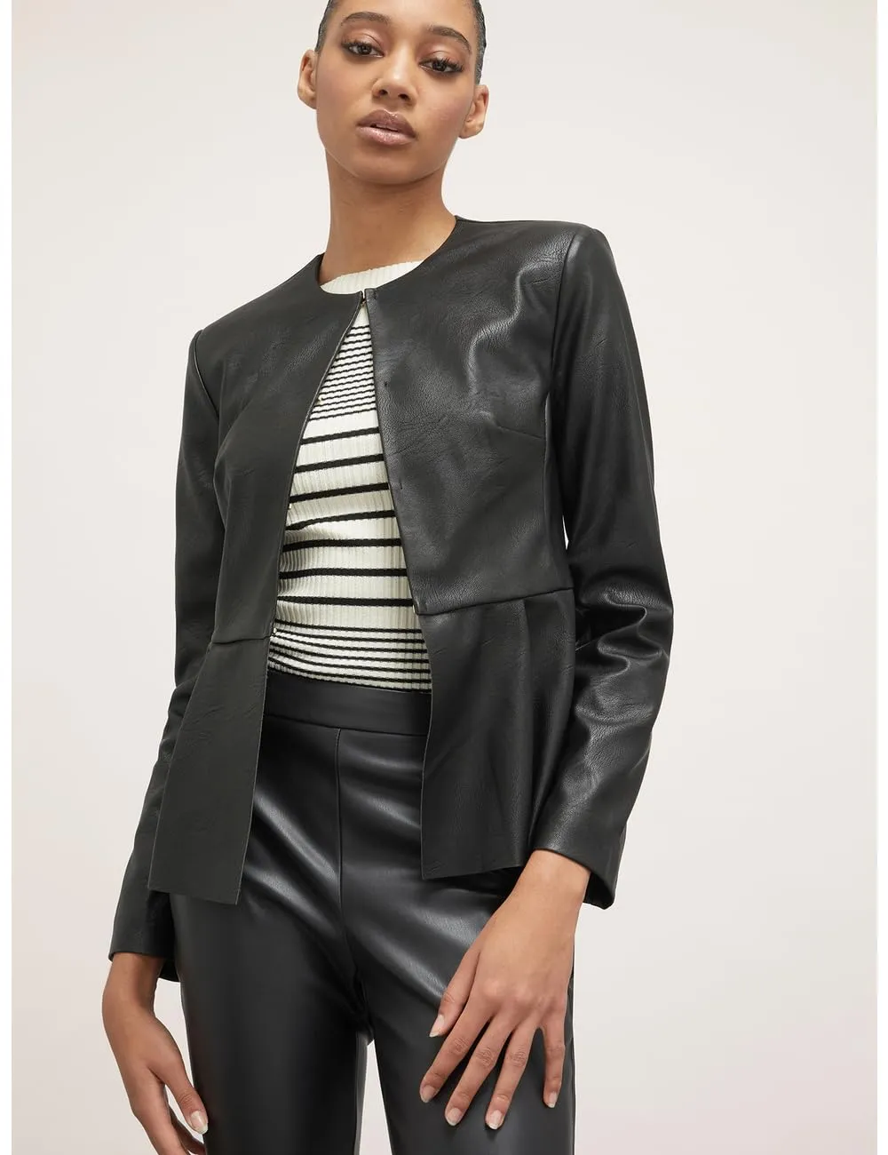 Motivi Peplum-Blouson Lederimitat mit Volant