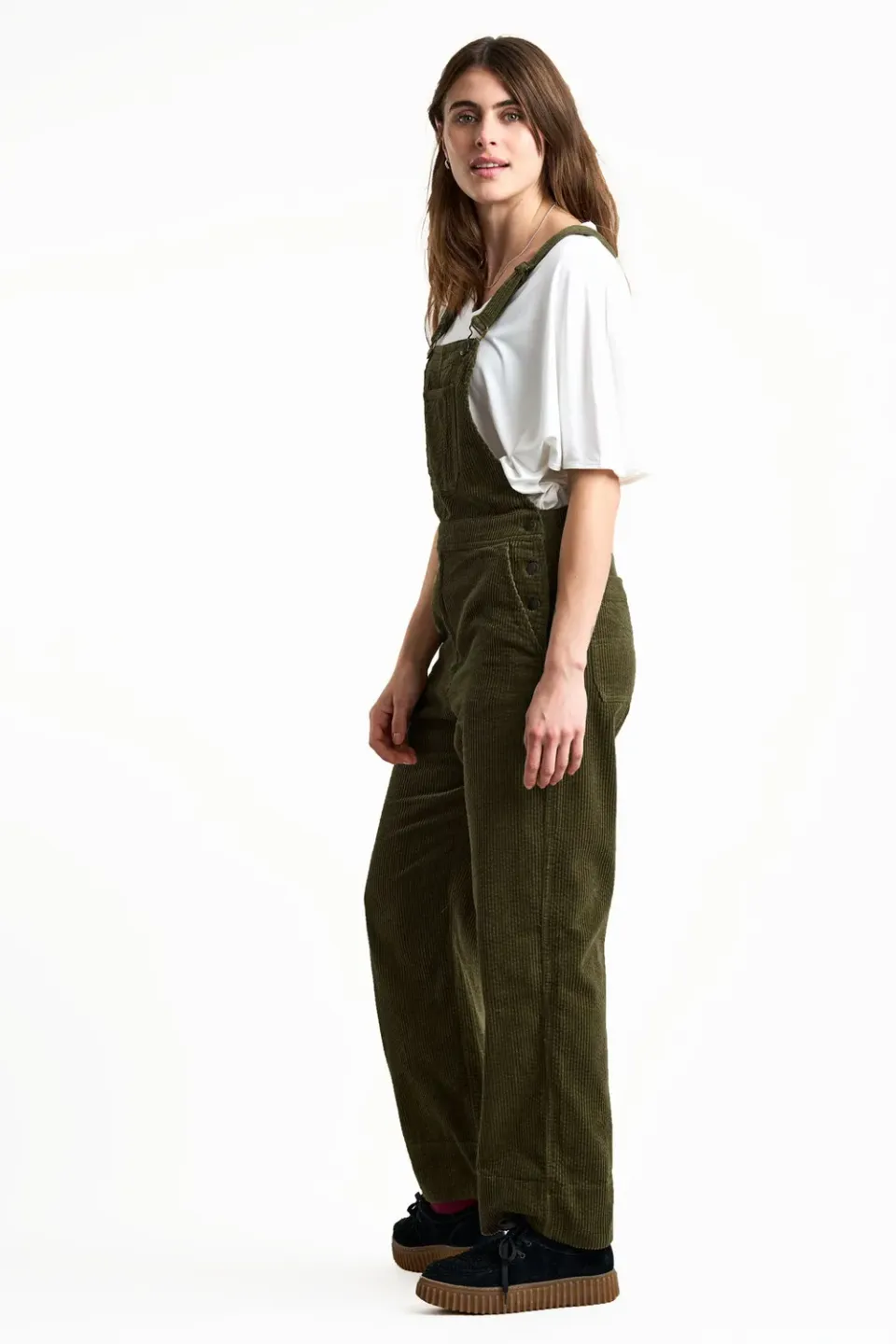 KOMODO LENI Cord-Latzhose Khaki Bio-Baumwolle Gr.38