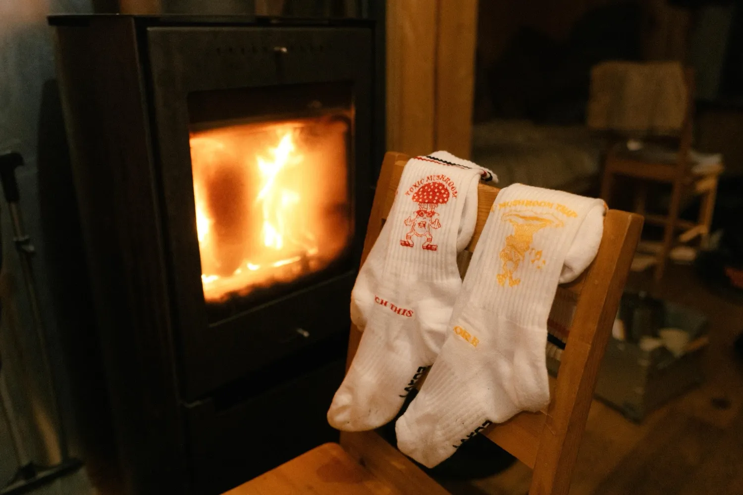 LAKOR Mushroom Trip Tennissocken Weiß Pilzmotiv