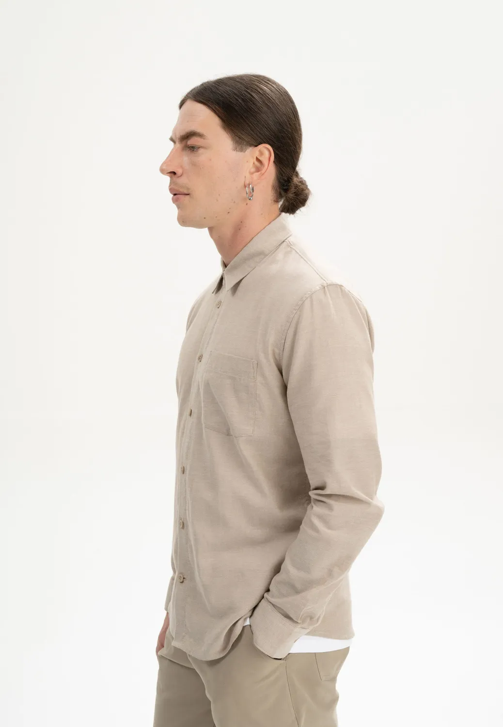 MELA ISHIR Hemd holzkohle schwarz Chambray Bio-Baumwolle