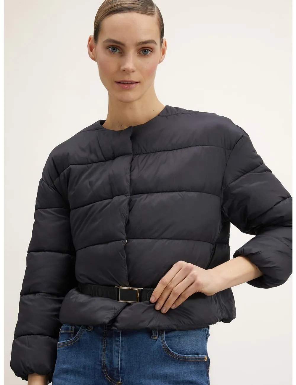 Motivi wattierte Bomberjacke mit Gürtel Polyamid
