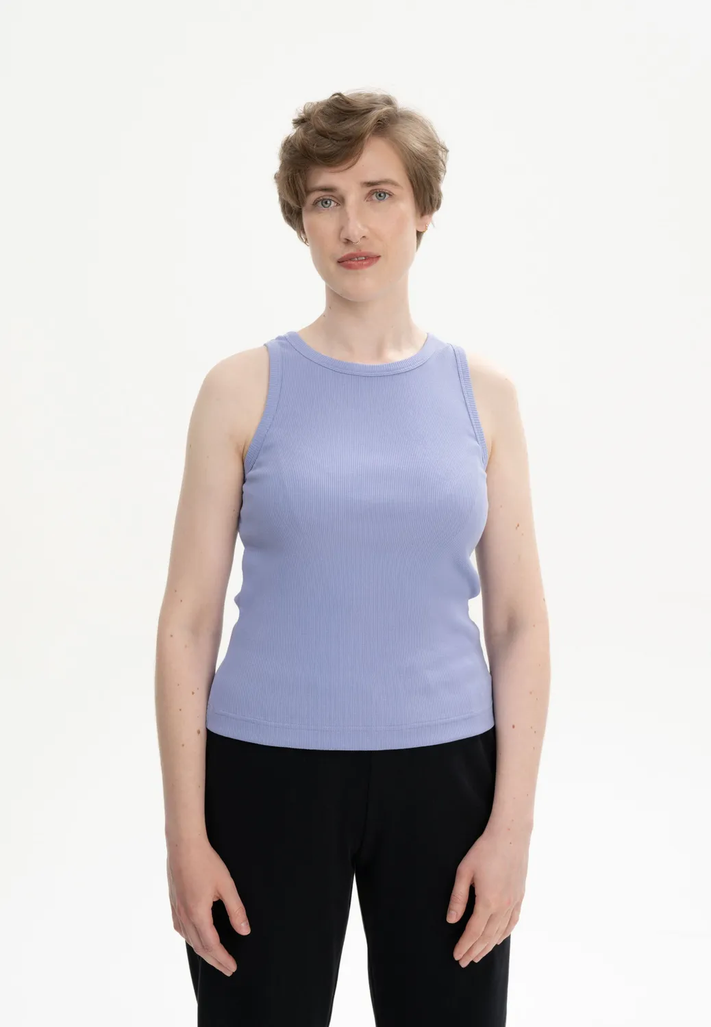 MELA DRISNA Ripp Tanktop schwarz aus Baumwolle