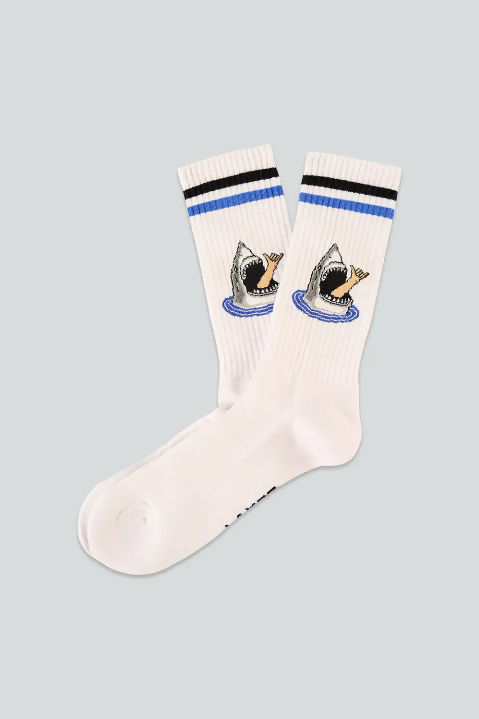 LAKOR Shark Shaka Tennissocken Weiß Bio-Baumwolle