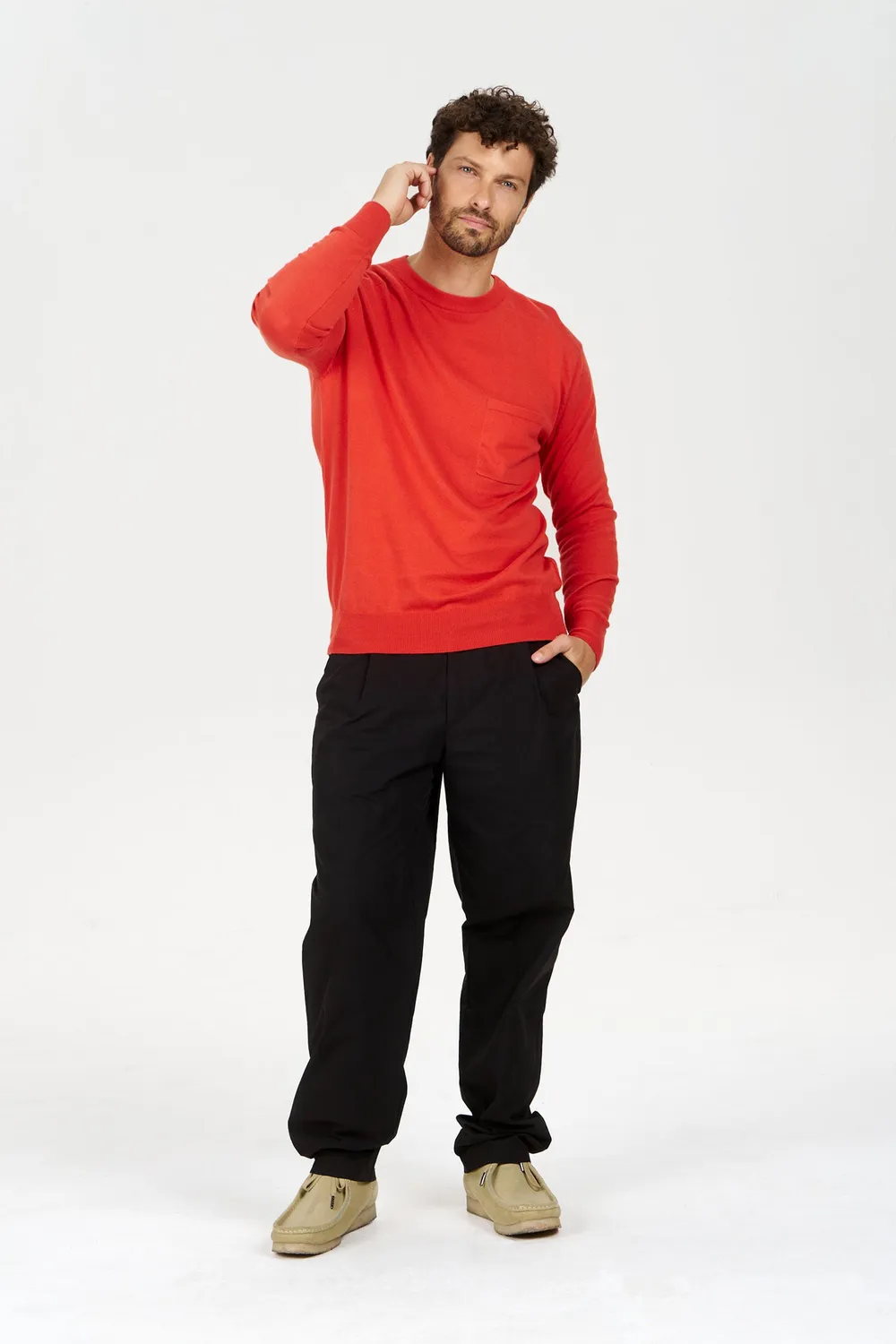 KOMODO POCKET Pullover Rot Bio-Baumwolle Herren