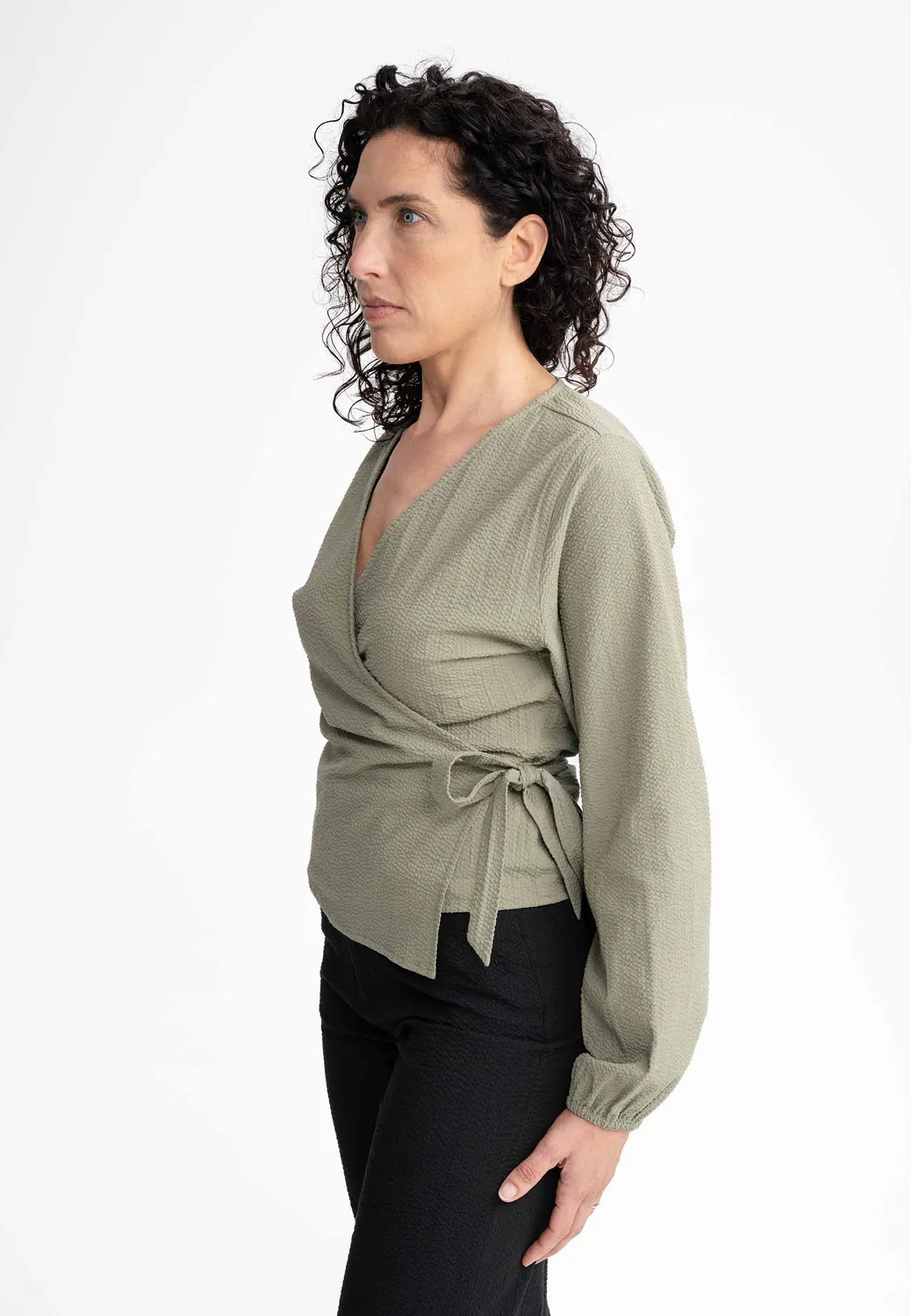 MELA LILAM Wickelbluse schwarz schwarz atmungsaktiv Baumwolle