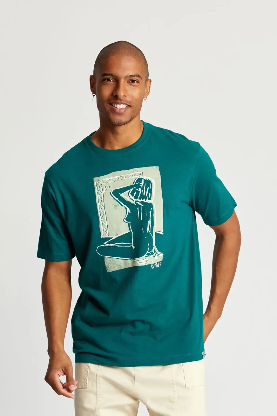KOMODO CHEEKY T-Shirt Teal Herren L Bio-Baumwolle
