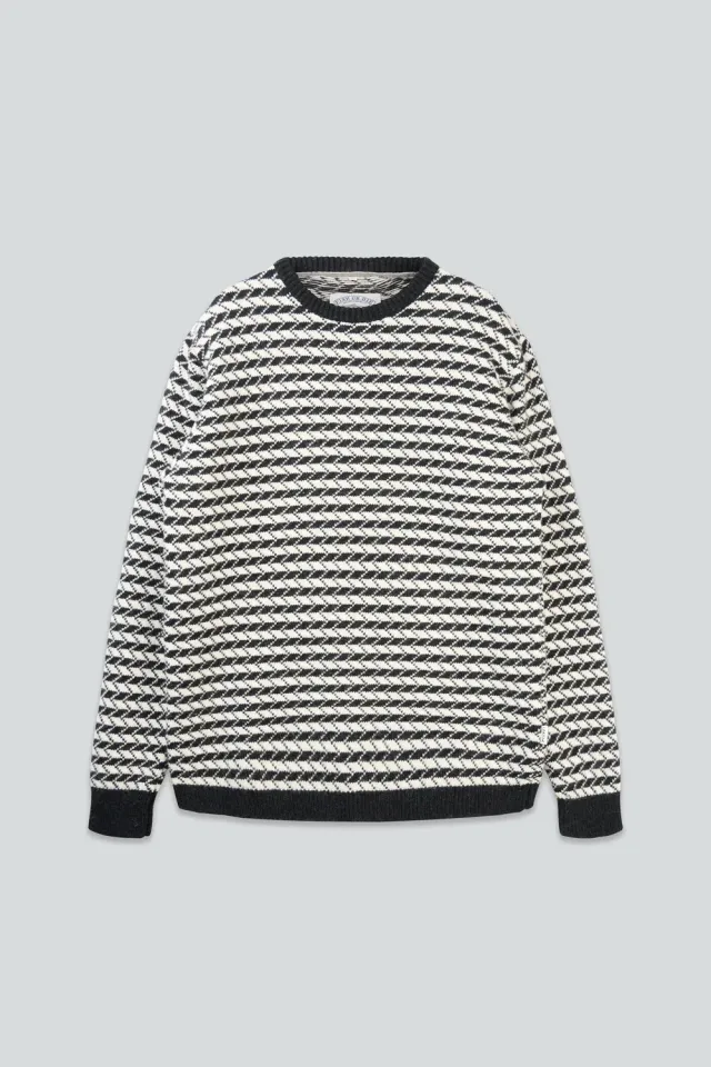 LAKOR Faroese Fisher Knit Off White/Black Wollpullover