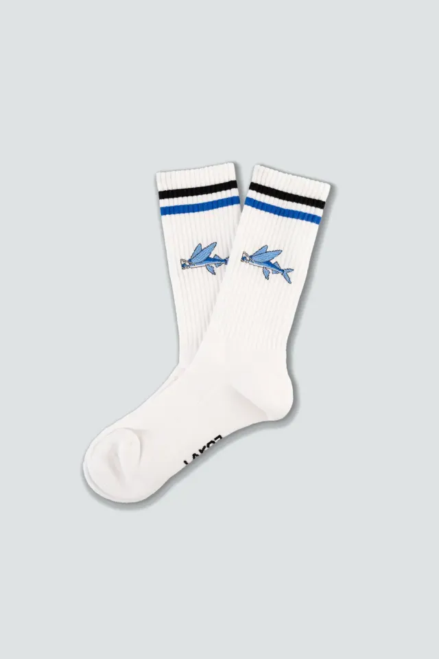 LAKOR Fly Fish Tennis Socken Weiß Baumwolle