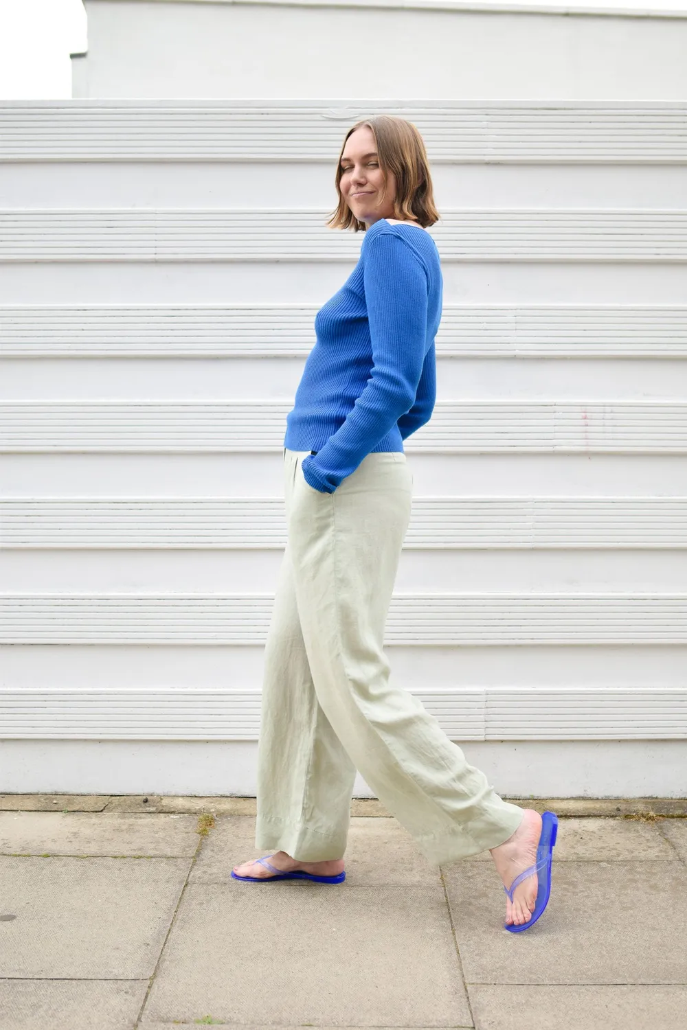 KOMODO LION Wide Leg Hose salbei Tencel-Leinen