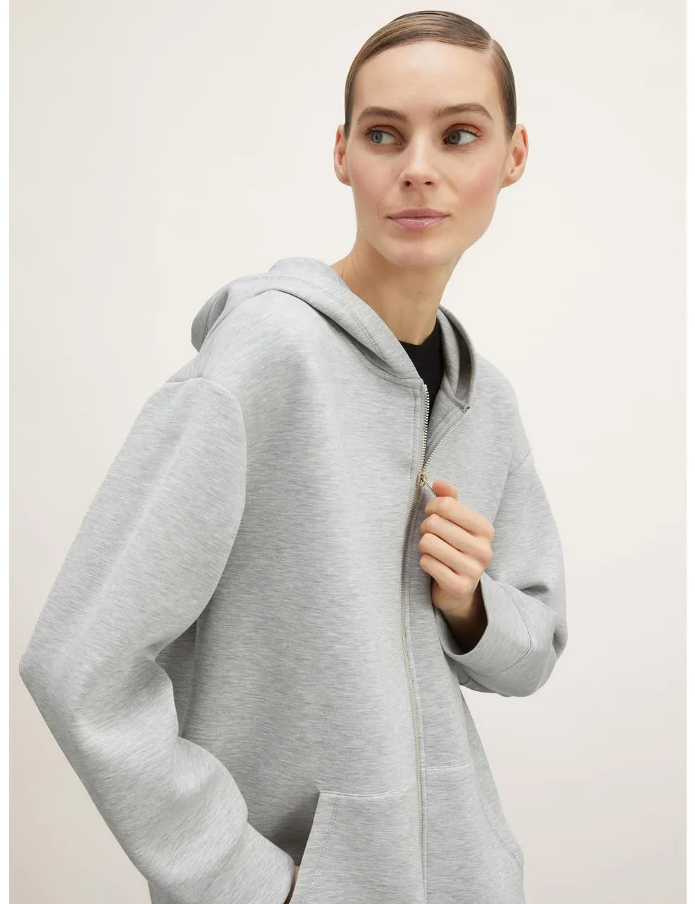 Motivi Oversize Scuba Sweatshirt Hoodie Reißverschluss