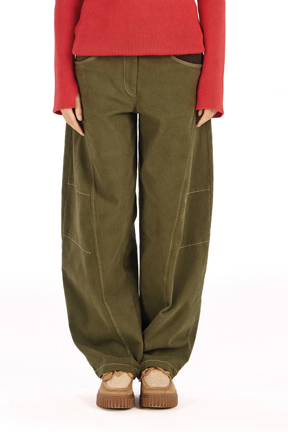 Komodo Amelia Hose Khaki 38 Barrel Bio-Baumwolle