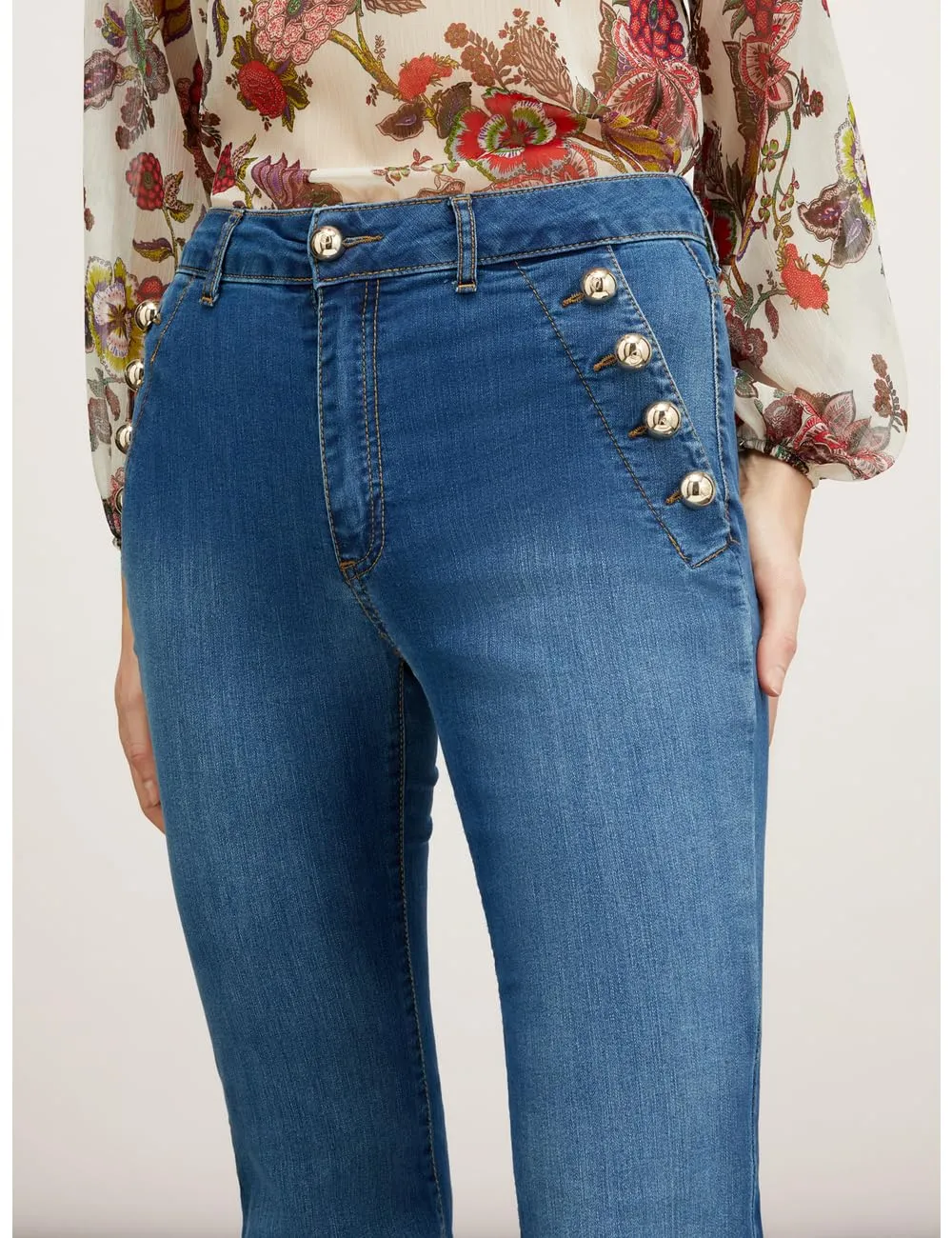 Motivi Flare-Jeans Knopf-Motiv Jeans blau