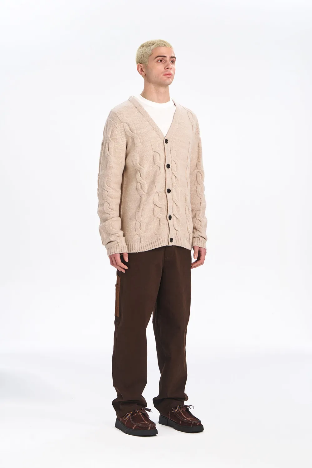 KOMODO ROBIN Strickjacke Sand Lammwolle Herren