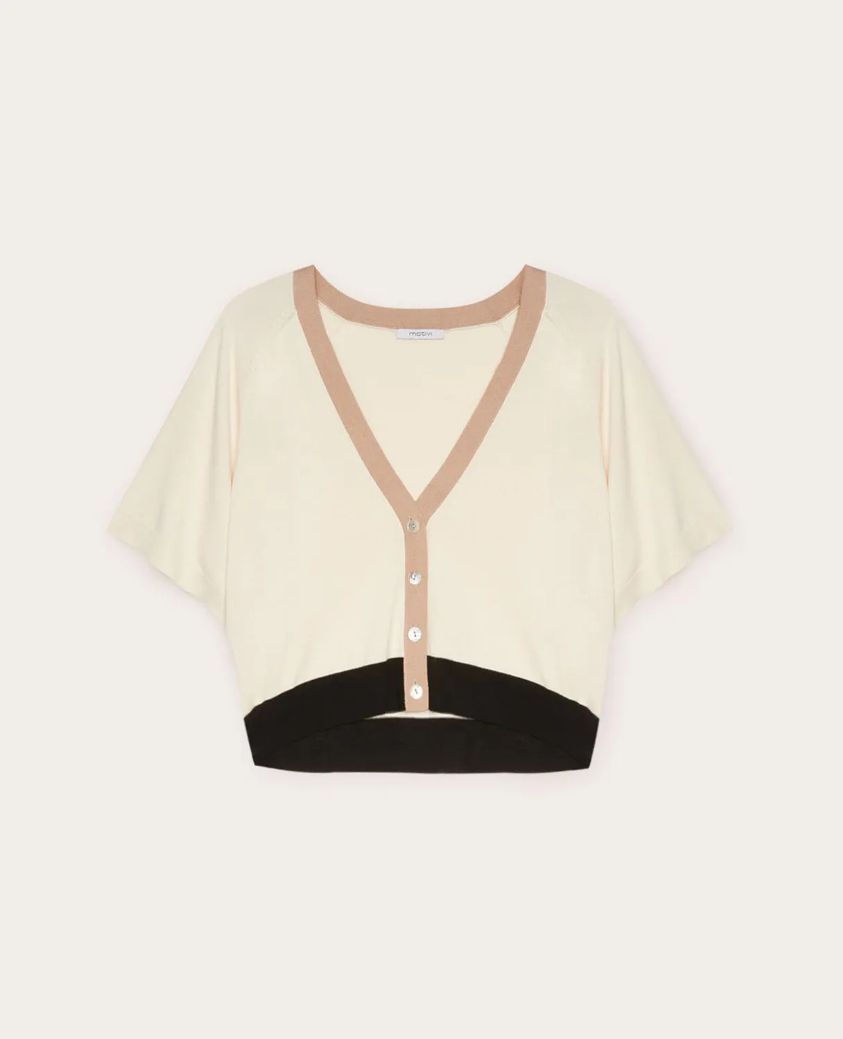 Motivi Basic-Cardigan kurz Kontrastbündchen Cardigan