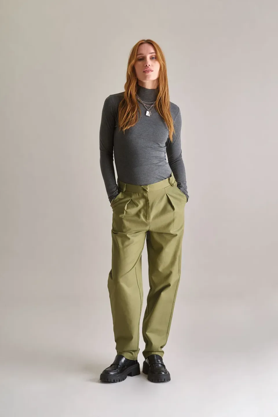 Komodo Lyla Trouser Hose oliv Tencel-Baumwolle