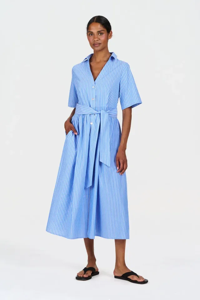 Komodo Shore Dress Kleid blaustreif Bio-Baumwolle