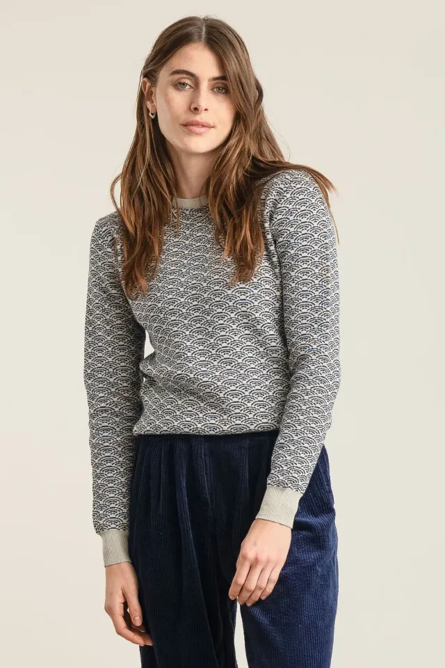 Komodo Tara Pullover Weiß Bio-Baumwolle Wellen