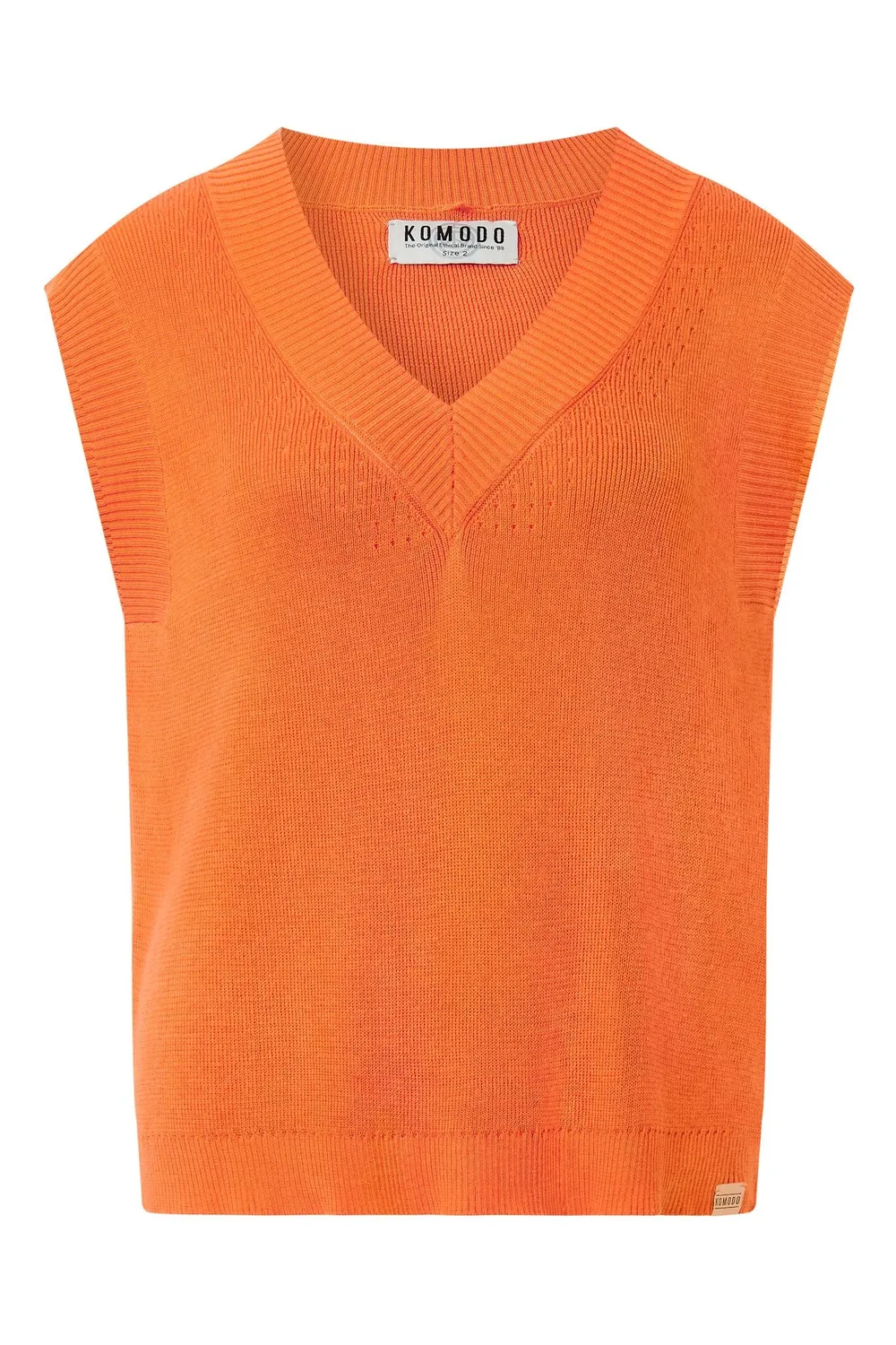Komodo Sander Top Orange Baumwolle Tencel V-Ausschnitt