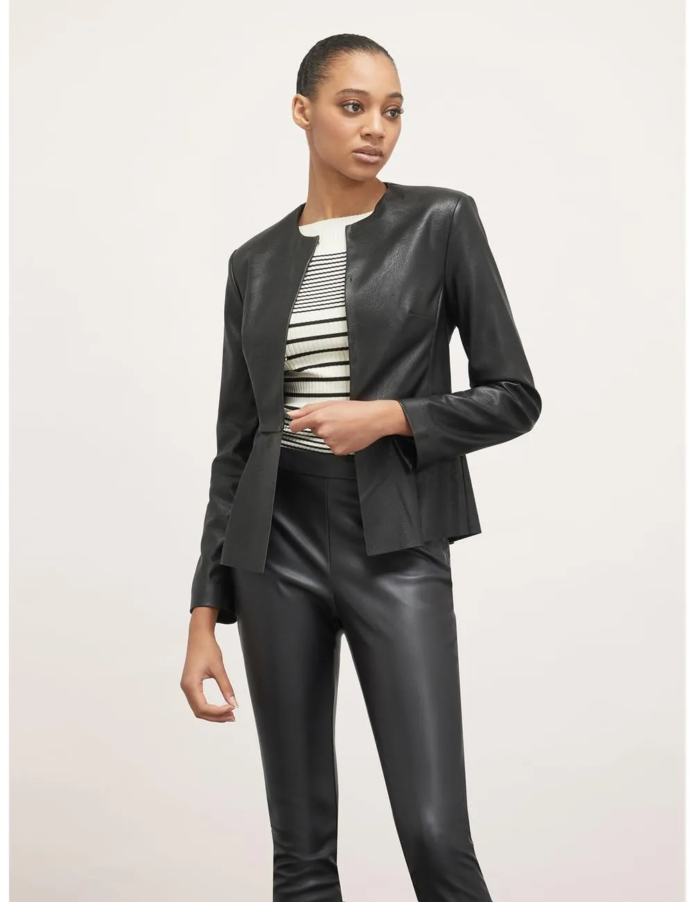 Motivi Peplum-Blouson Lederimitat mit Volant