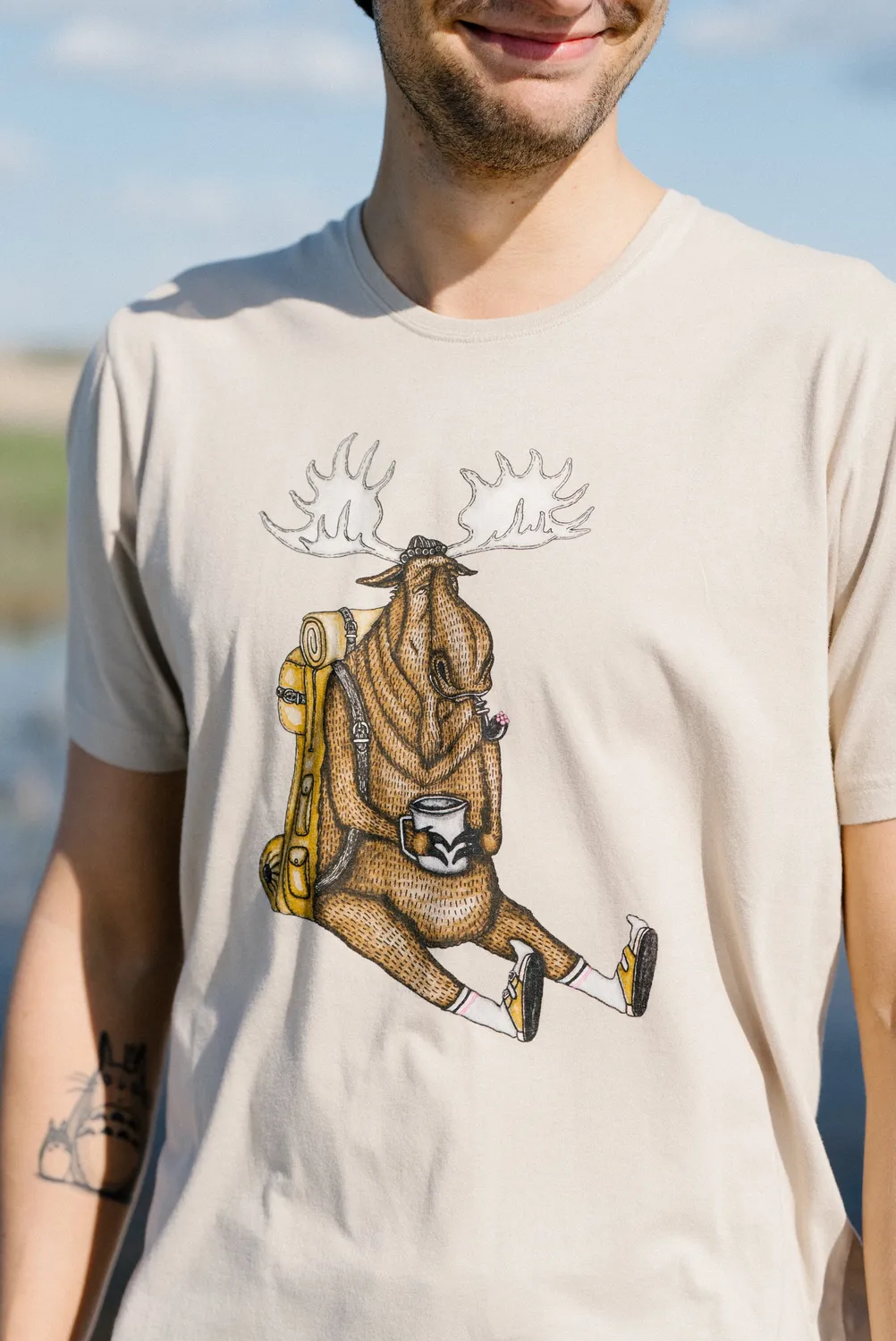 LAKOR Snooze Moose T-Shirt White Pepper Bio-Baumwolle