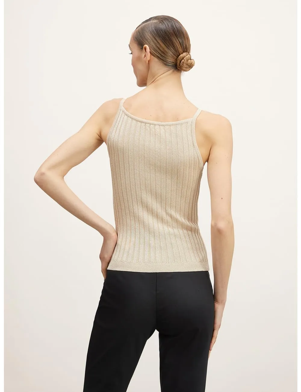 Motivi Top Lurex-Rippenstrick eckig Slim mit Trägern