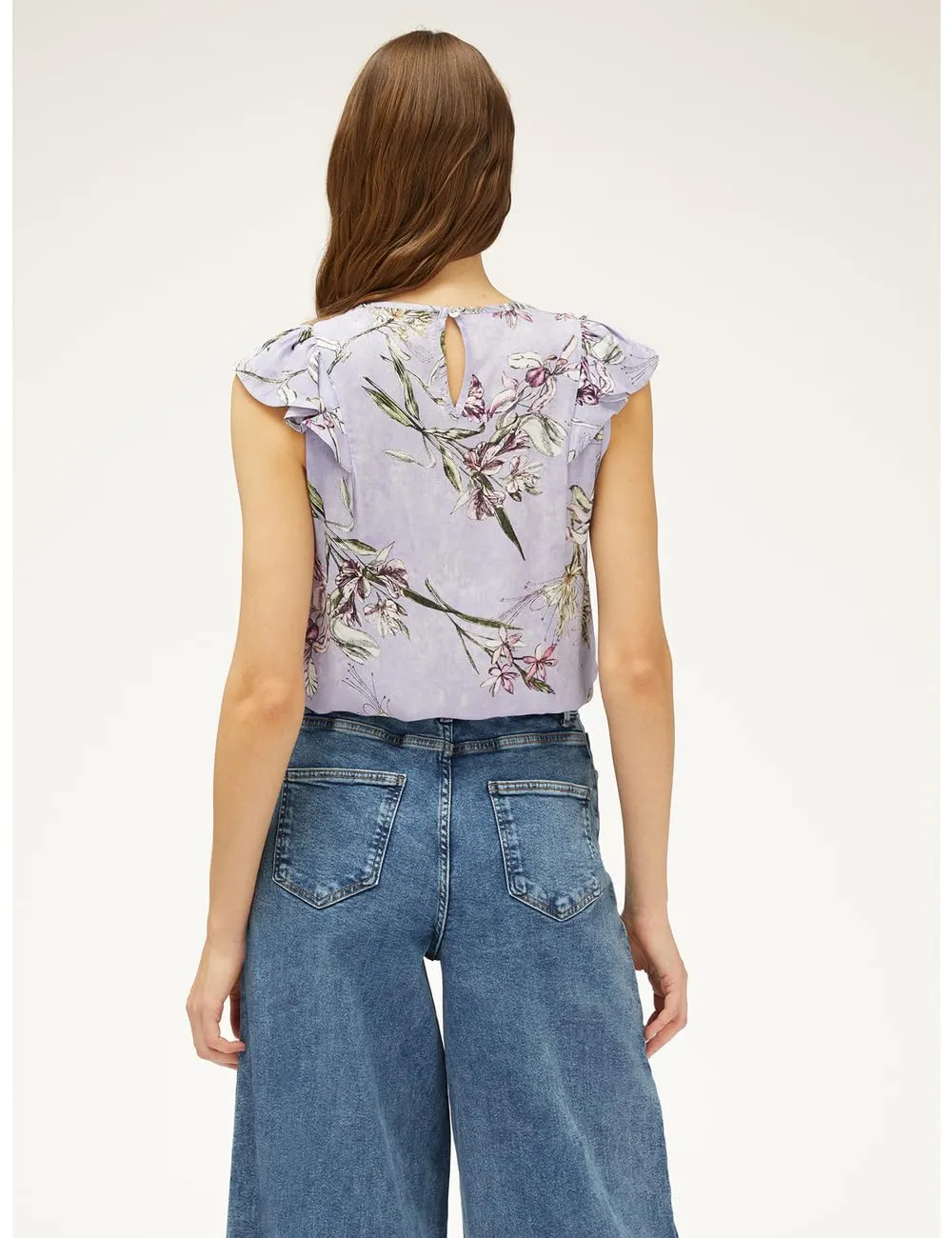 Motivi Top mit Volantärmeln Blumenmuster Viskose