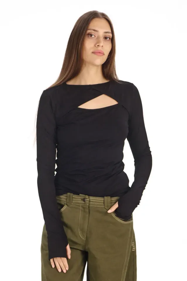 KOMODO CHAI Top Schwarz Modal Stretch