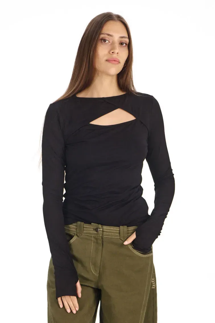 KOMODO CHAI Top Schwarz Modal Stretch