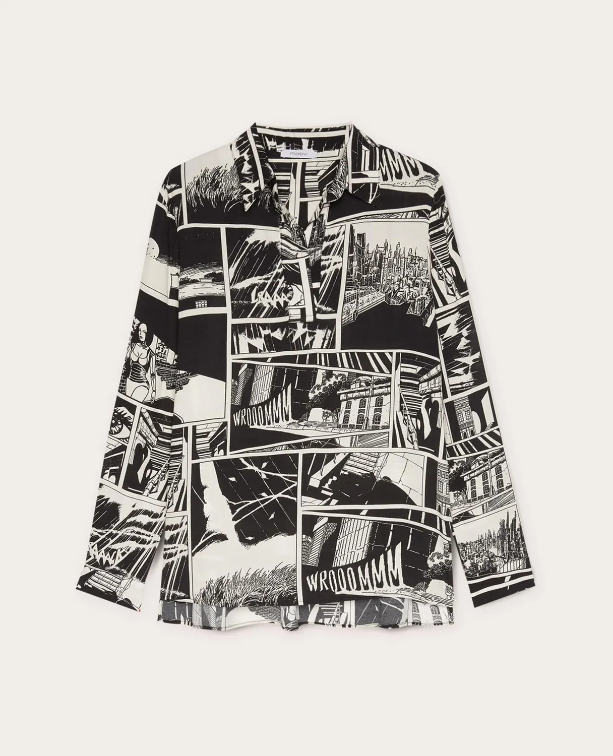 Motivi Hemdbluse Comics-Print Viskose