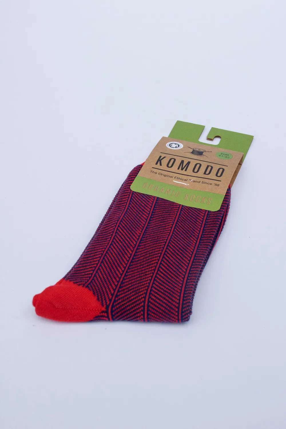 KOMODO HERRINGBONE Socken Rot Bio-Baumwolle