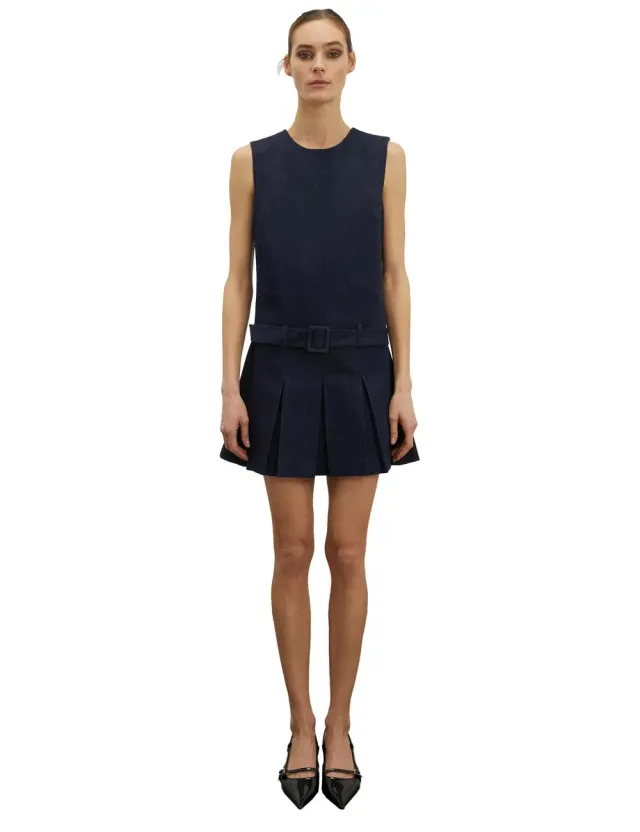 Motivi Mini-Kleid Denim Faltenrock trägerlos