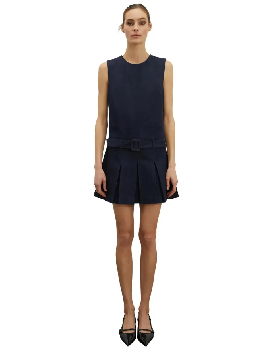 Motivi Mini-Kleid Denim Faltenrock trägerlos