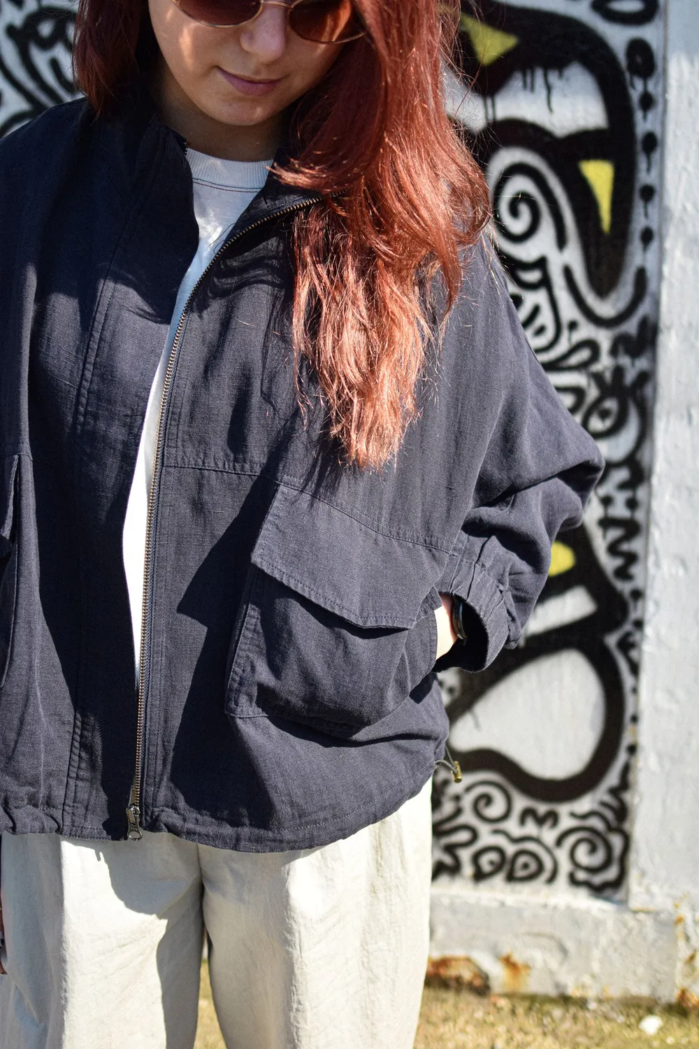 Komodo Koko Jacke Navy Tencel-Leinen