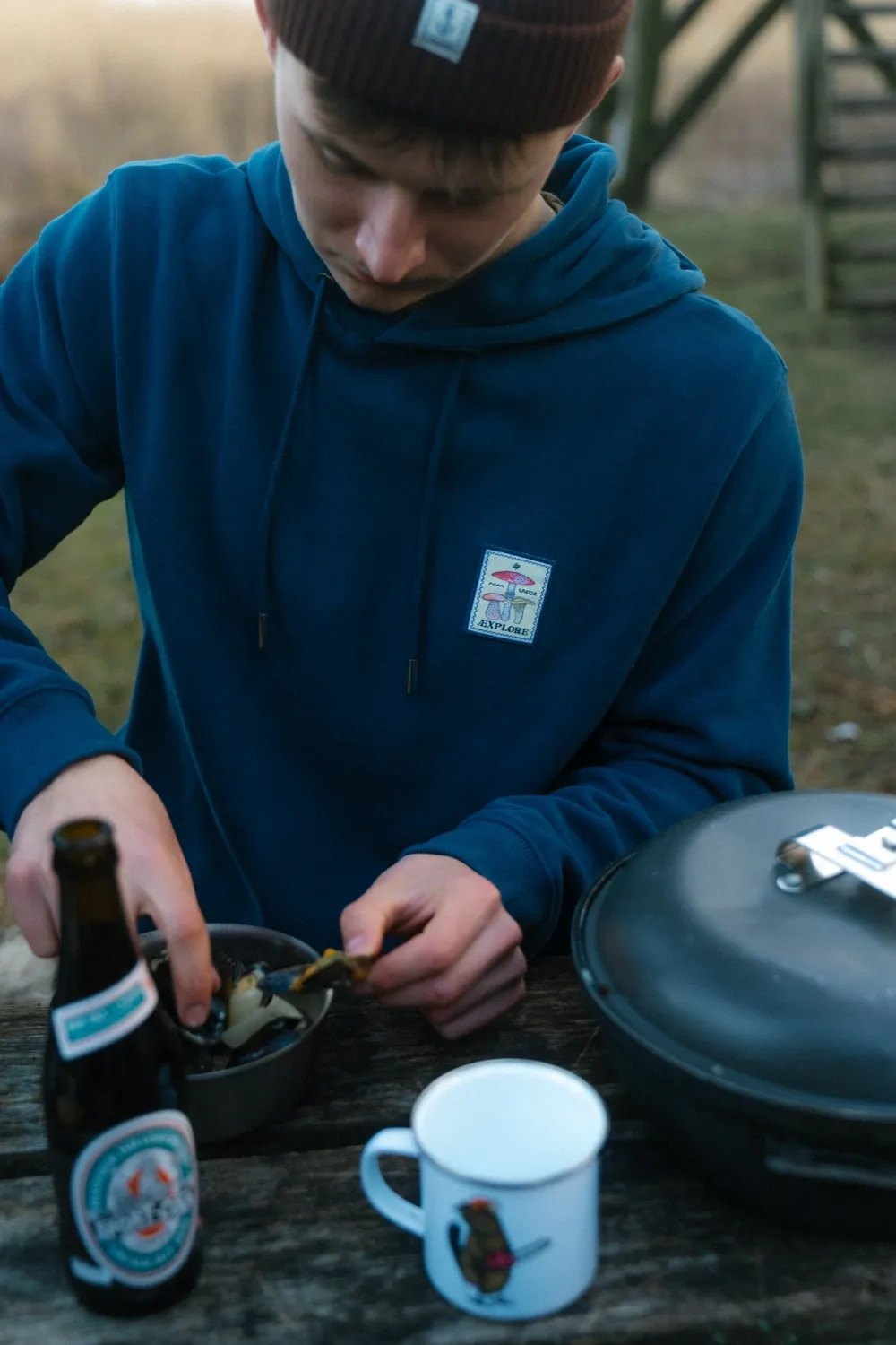 LAKOR Mushroom Trio Hoodie Insignia Blue Baumwollmix