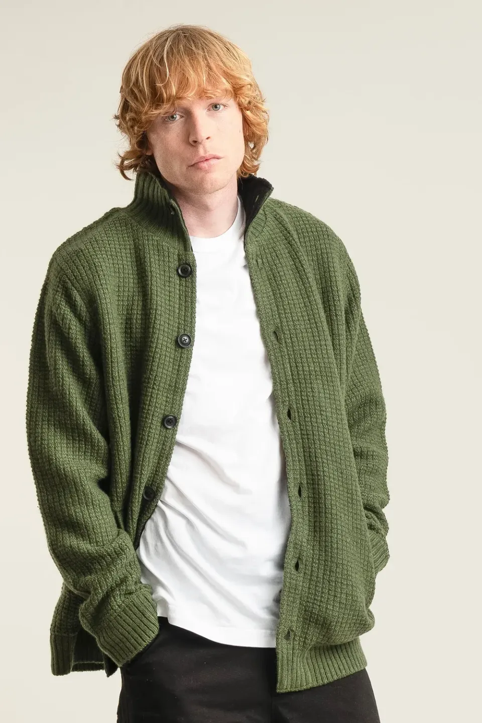 KOMODO HEATH Herren Wolljacke Olive Microfleece