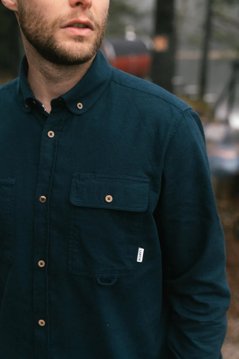 LAKOR Moleskin Hemd blueberry Bio-Baumwolle