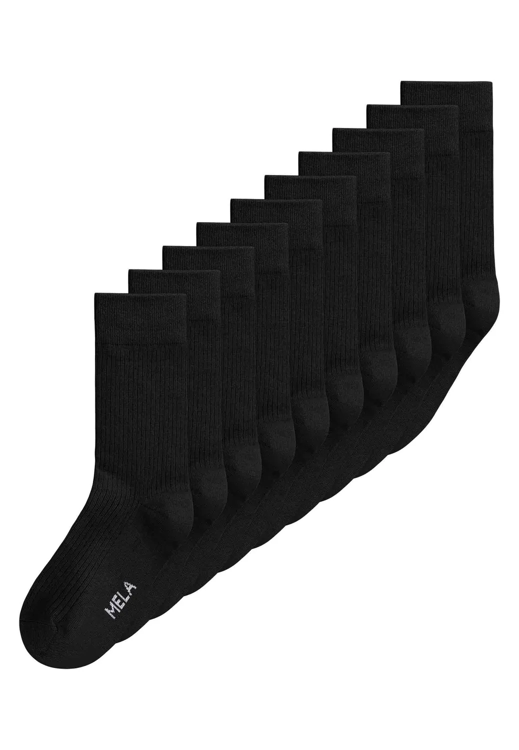 MELA Ripp Socken weiß 10er-Pack Bio-Baumwolle