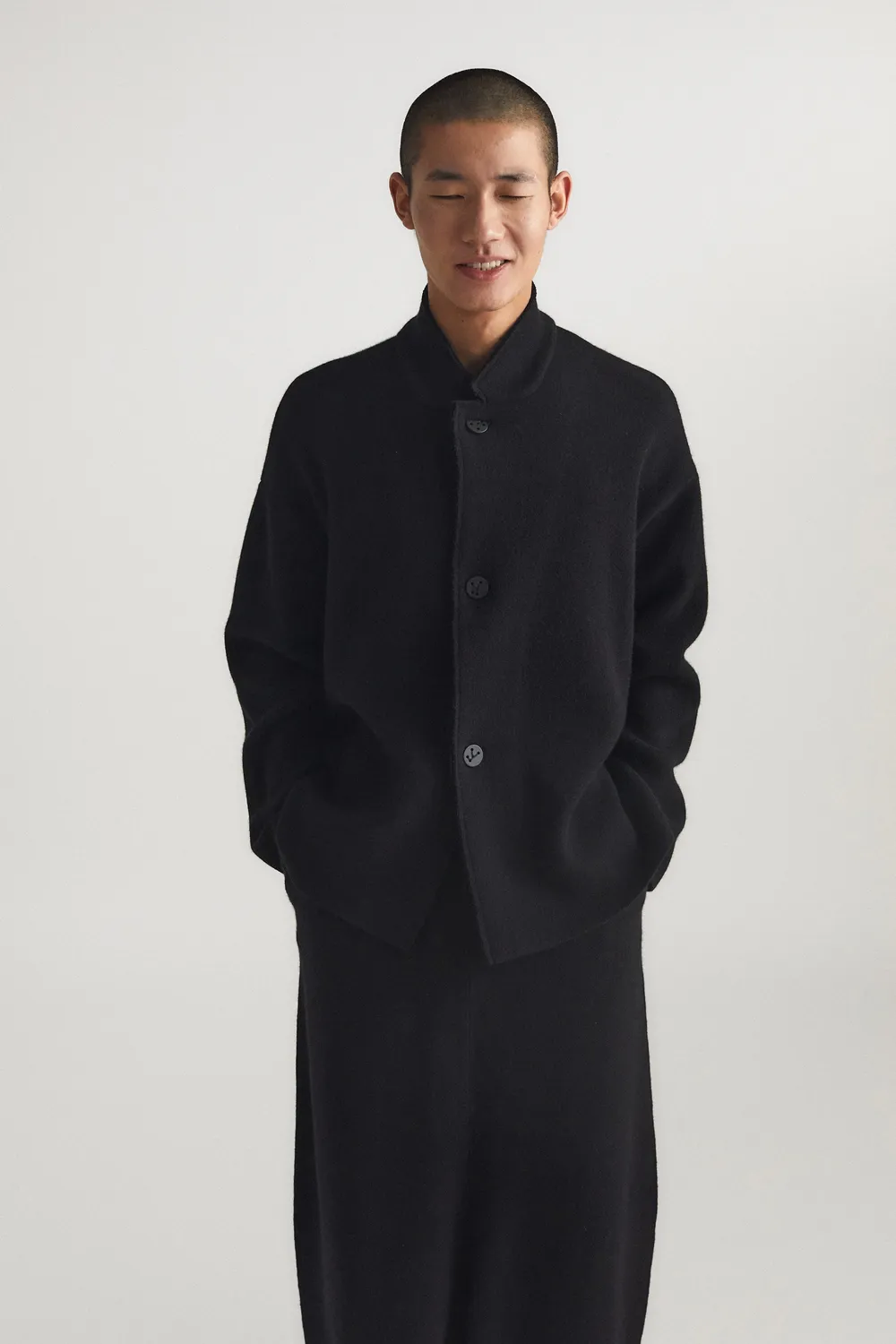 Oyuna Wind Jacke Schwarz Stehkragen Jacquard