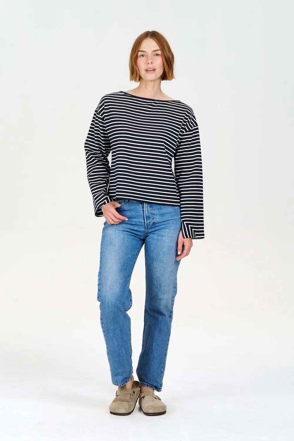 Komodo June Top Damen Navy-Streifen Bio-Baumwolle 38