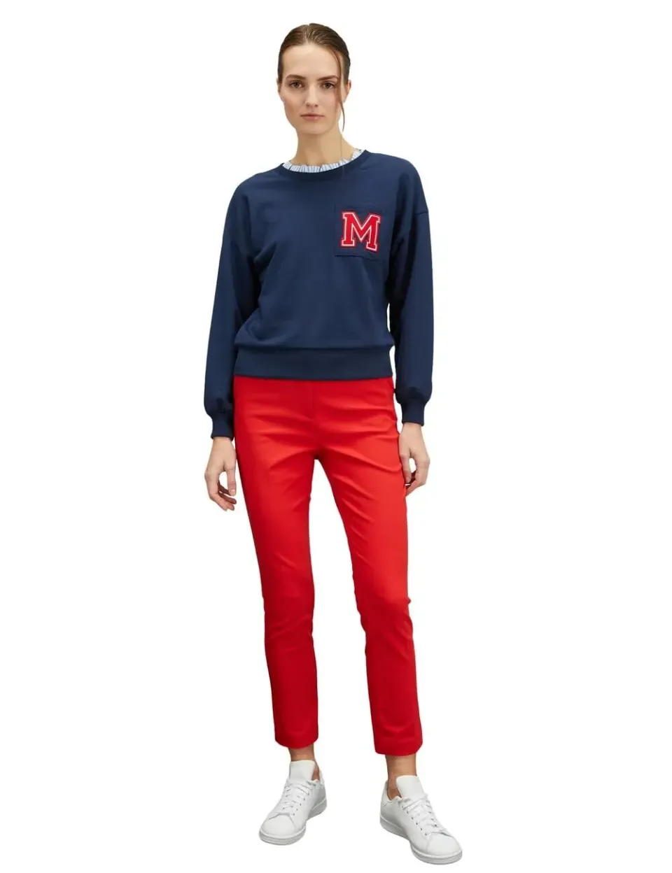 Motivi Sweatshirt mit bestickter Tasche Damen aus Baumwolle