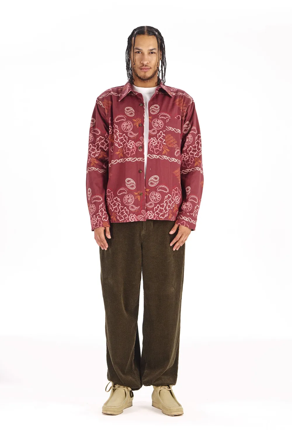 Komodo Bandana Hemd Burgundy Bio-Baumwolle Herren