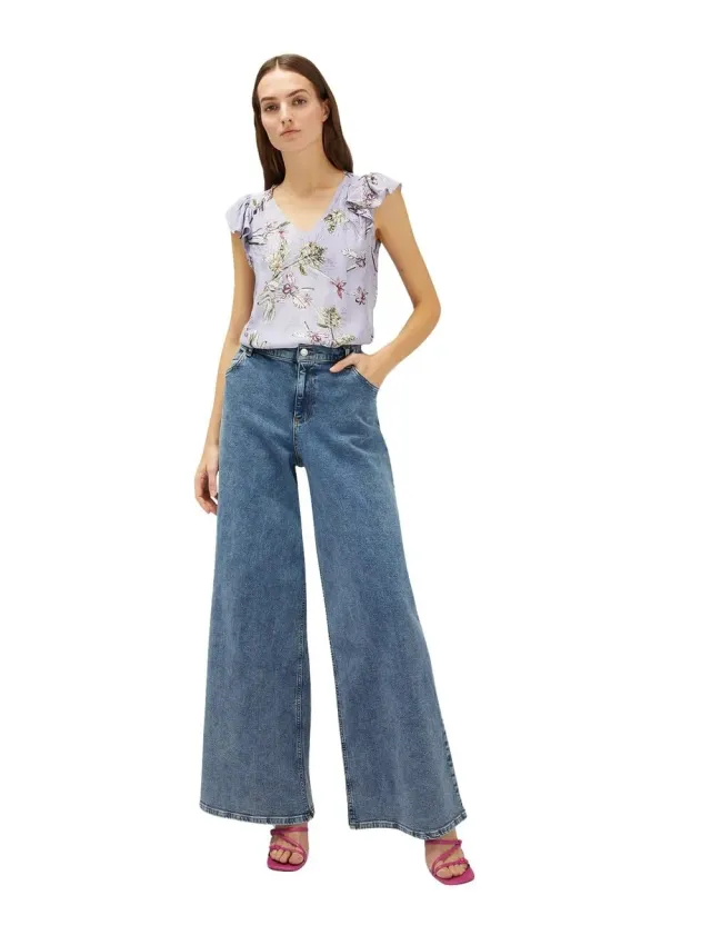 Motivi Top mit Volantärmeln Blumenmuster Viskose