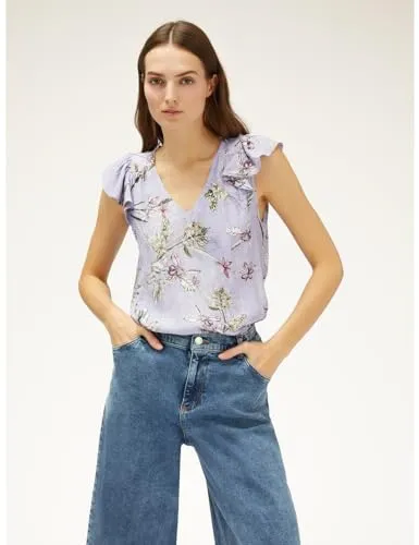 Motivi Top mit Volantärmeln Blumenmuster Viskose