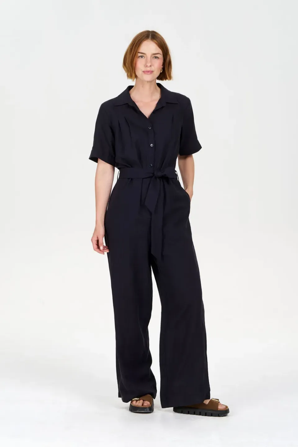 Komodo Amarie Jumpsuit Navy Tencel-Leinen