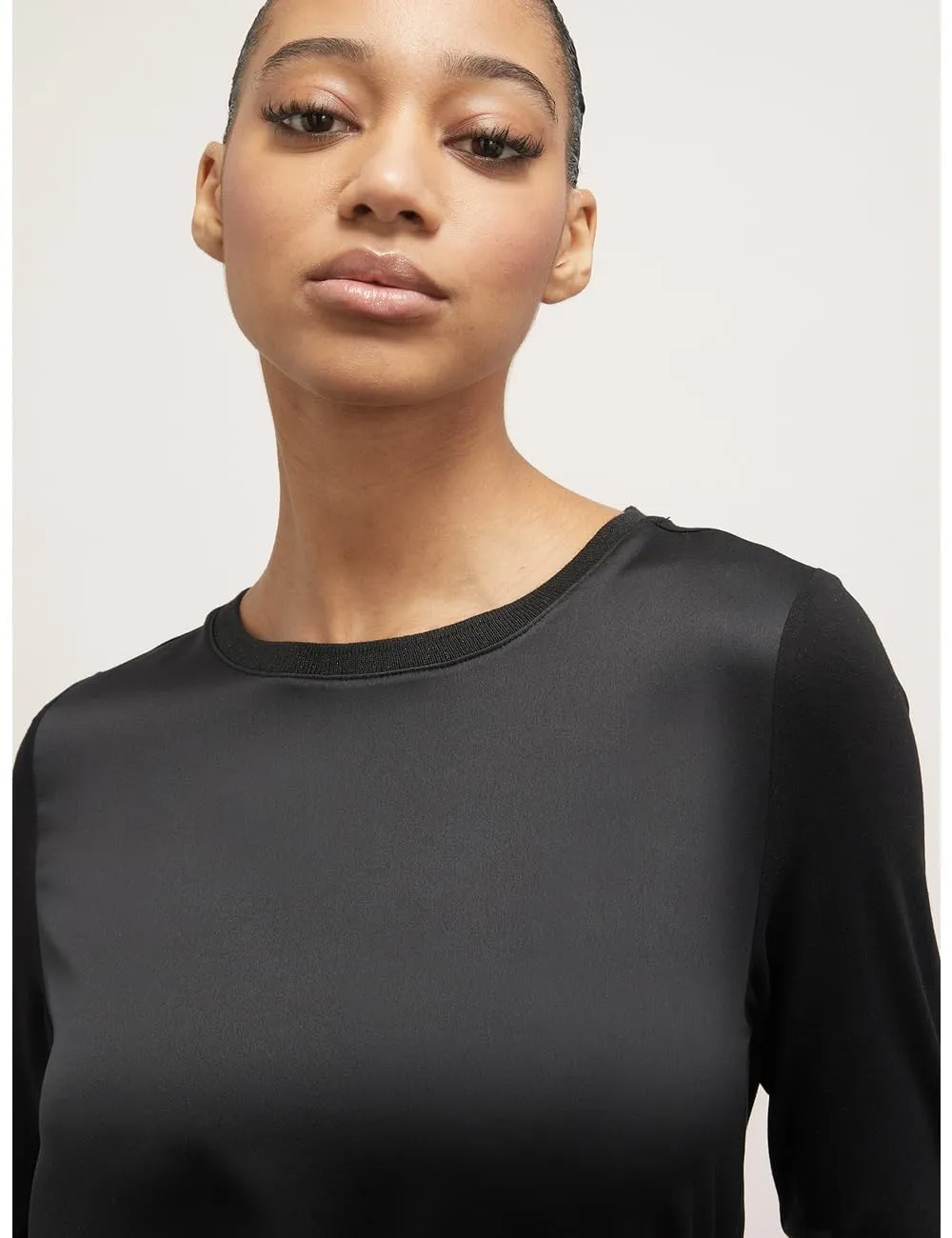 Motivi Basic-T-Shirt Zwei Materialien Shirt Satin
